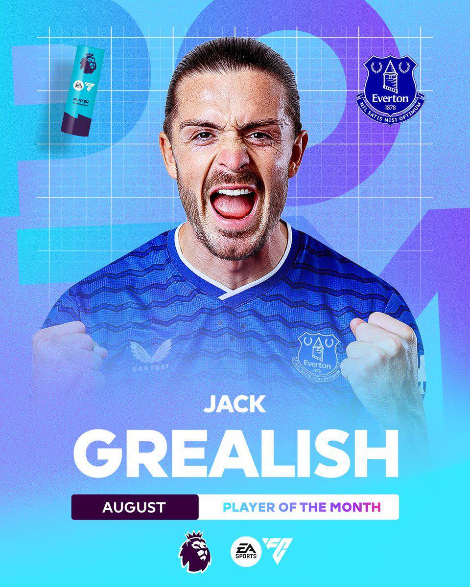 Bandao Sports-3场4助领跑助攻榜，格拉利什当选英超8月最佳球员